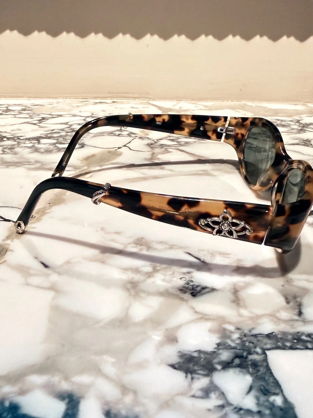 Brighton Tortoise Shell Oval Sunglasses with Green Lenses
